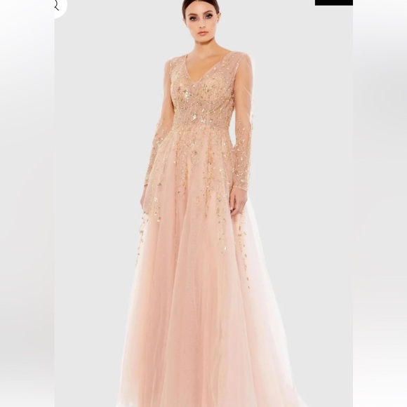 Mac Duggal Long Sleeve Sequin Dress in Blush - Picture 4 of 4